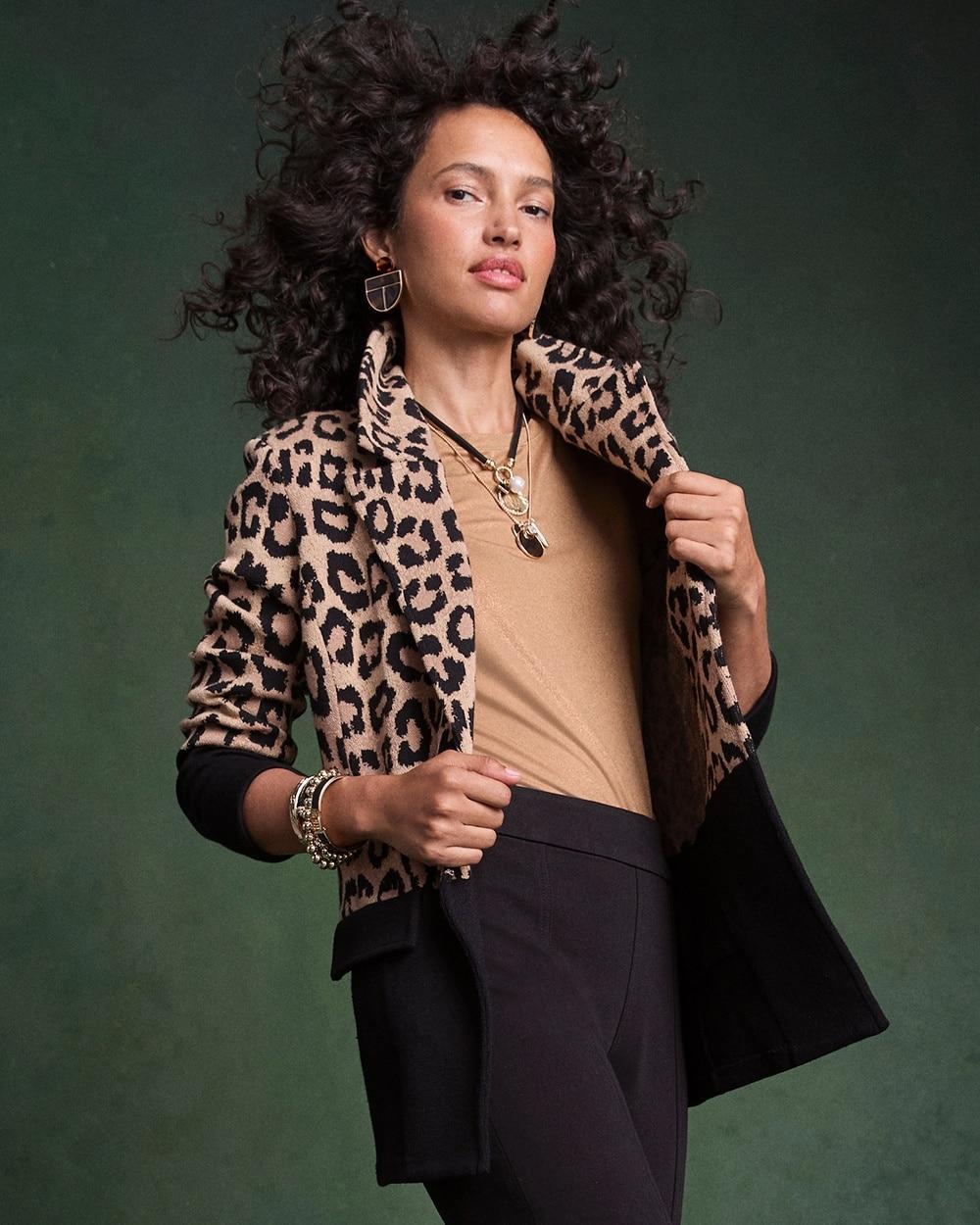 Leopard Color Block Sweater Blazer product image