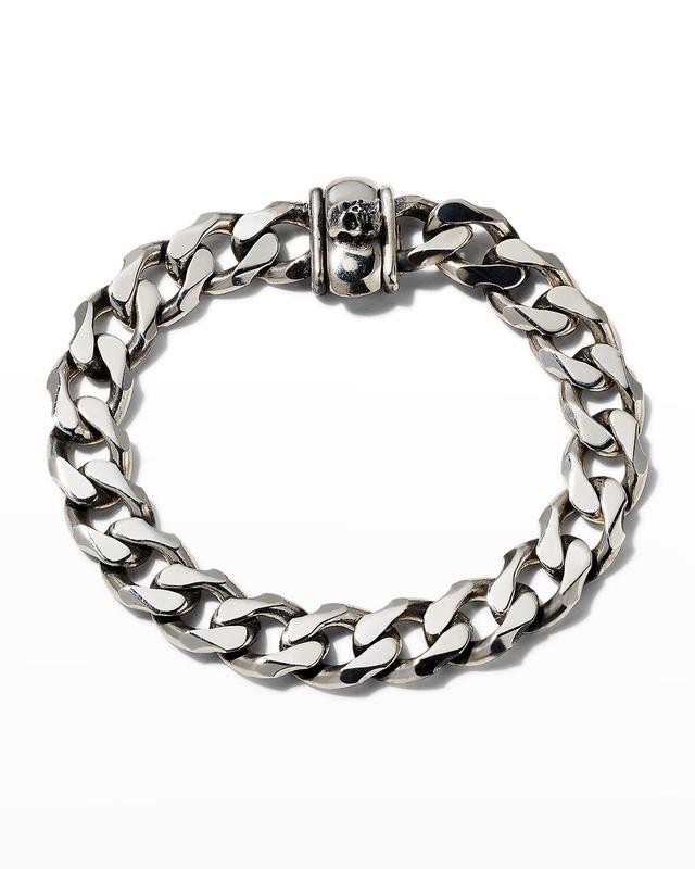 Mens Sterling Silver Flat Cuban Chain Bracelet Product Image