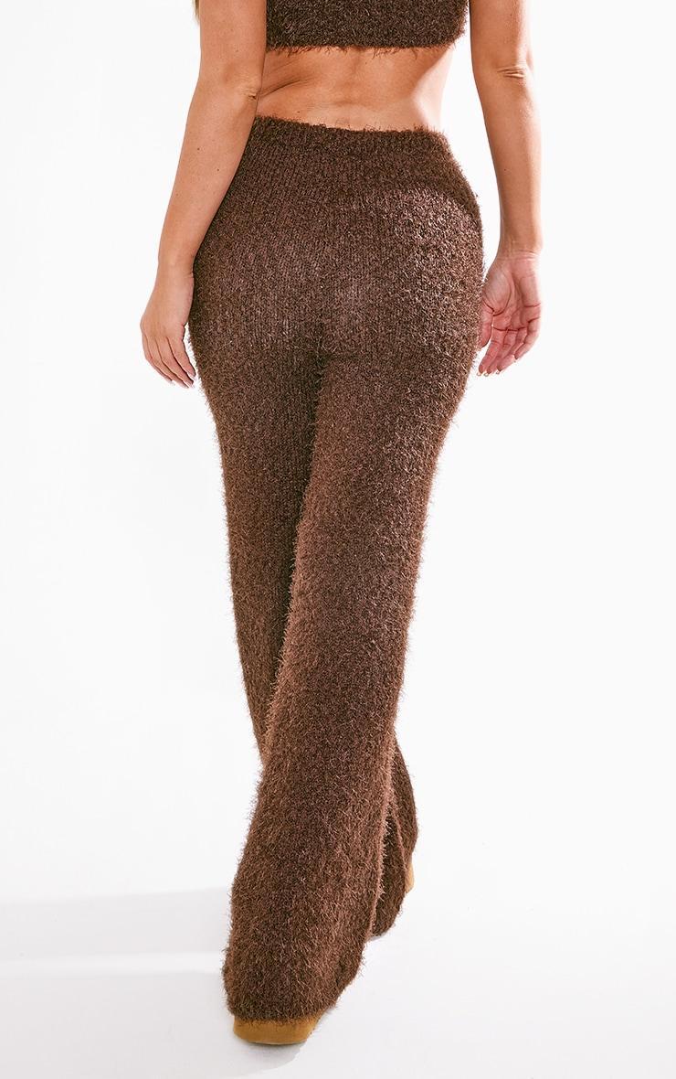 Chocolate Eyelash Bobble Knit Wide Leg Pants Product Image