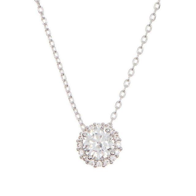 Adornia Silver Tone Cubic Zirconia Halo Necklace, Womens Product Image