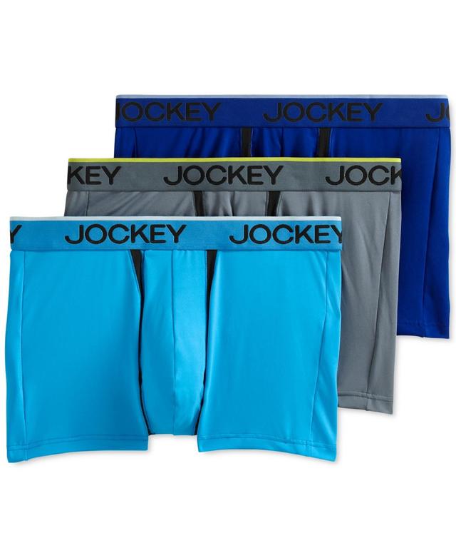 Jockey Mens 3-Pk. Chafe-Proof Pouch Microfiber Trunks - Blue Jay/iron Grey Product Image