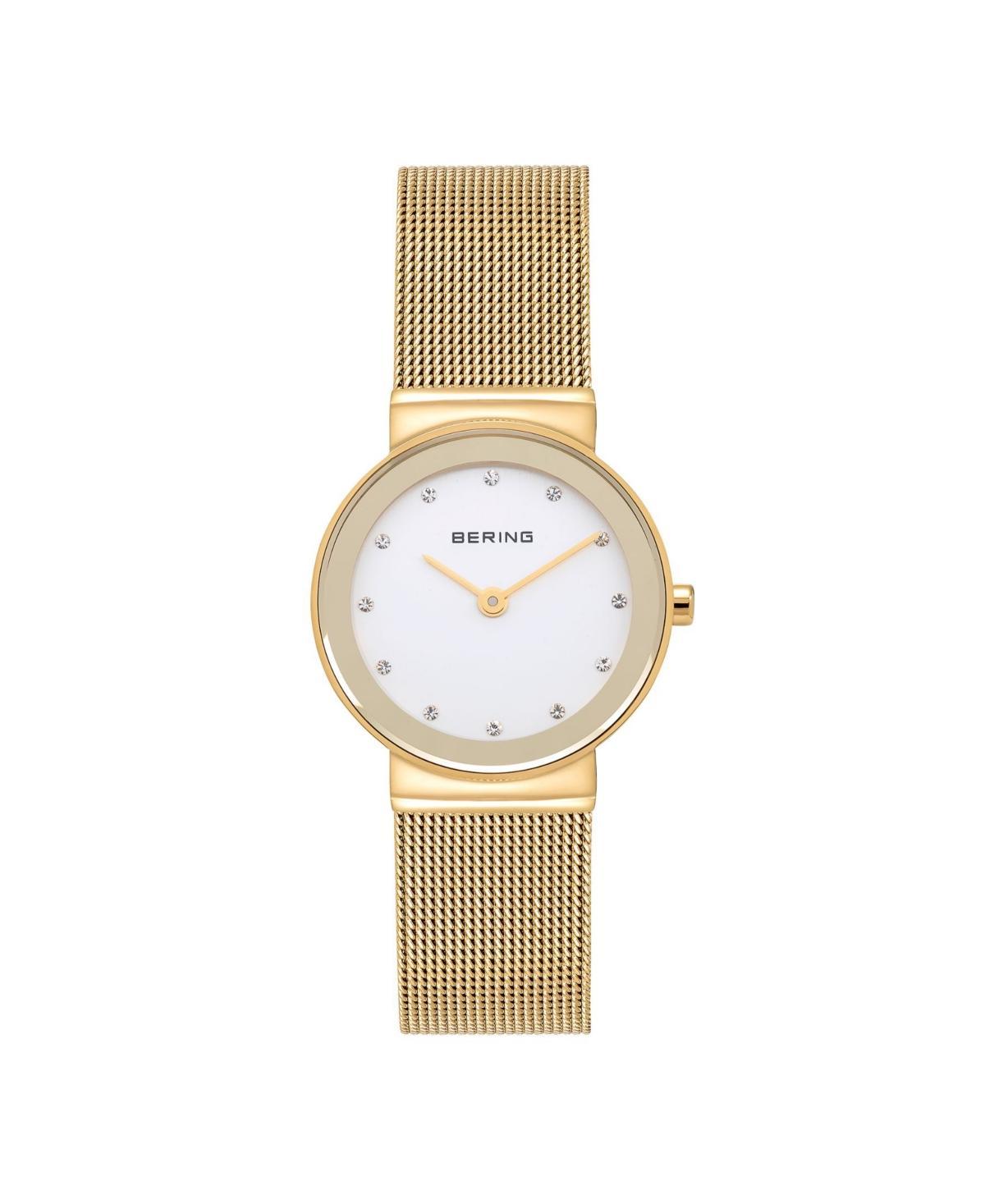 BERING Womens Classic Crystal Accent Stainless Steel Mesh Watch - 10126-334 Gold Tone Product Image