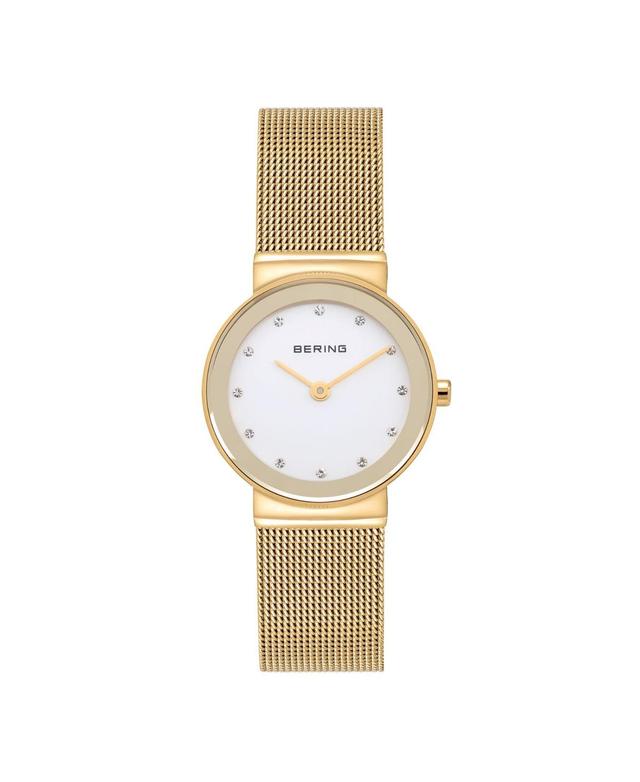 Bering Womens Crystal Gold-Tone Stainless Steel Mesh Bracelet Watch 26mm Product Image