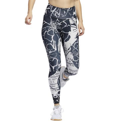 adidas Womens 7/8 Flower Tights - Black/Black Product Image