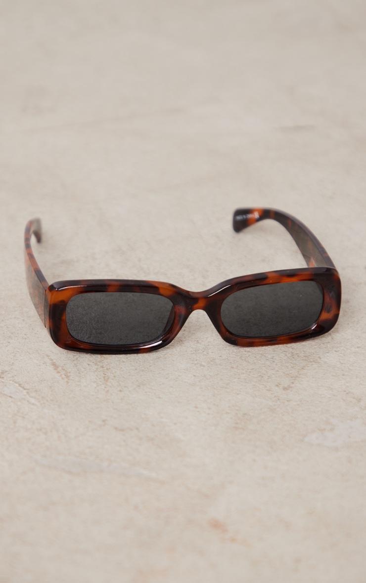 Tortoiseshell Rectangular Slim Frame Sunglasses Product Image