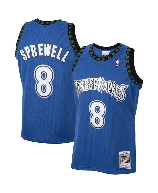 Mens Mitchell & Ness Latrell Sprewell Blue Minnesota Timberwolves 2001/02 Hardwood Classics Swingman Jersey - Blue Product Image