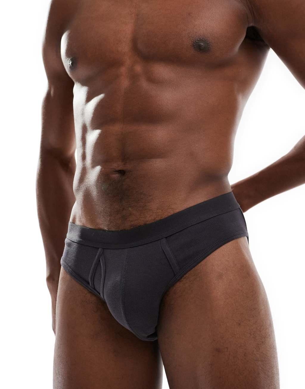 ASOS DESIGN capsule collection rib brief in charcoal Product Image