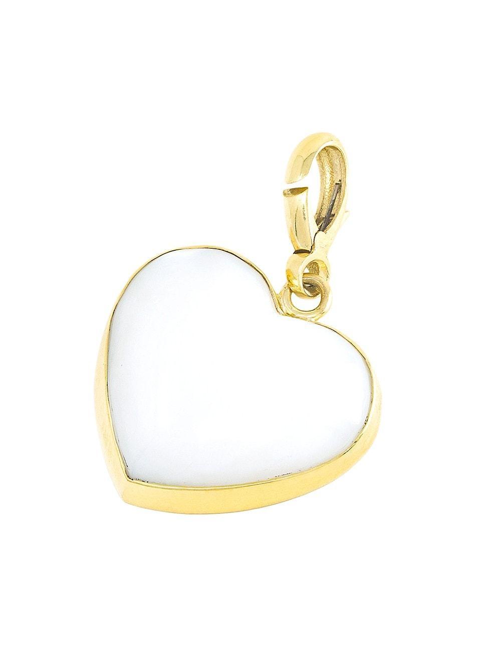 Womens Charms 18K Yellow Gold & Mother-of-Pearl Small Carved Heart Pendant Product Image