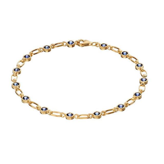 Kristen Kesho Sterling Silver Lab-Created Sapphire Tennis Bracelet, Womens Gold Tone Product Image