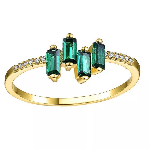 14k Gold over Sterling Silver Cubic Zirconia Modern Ring, Womens Green Product Image