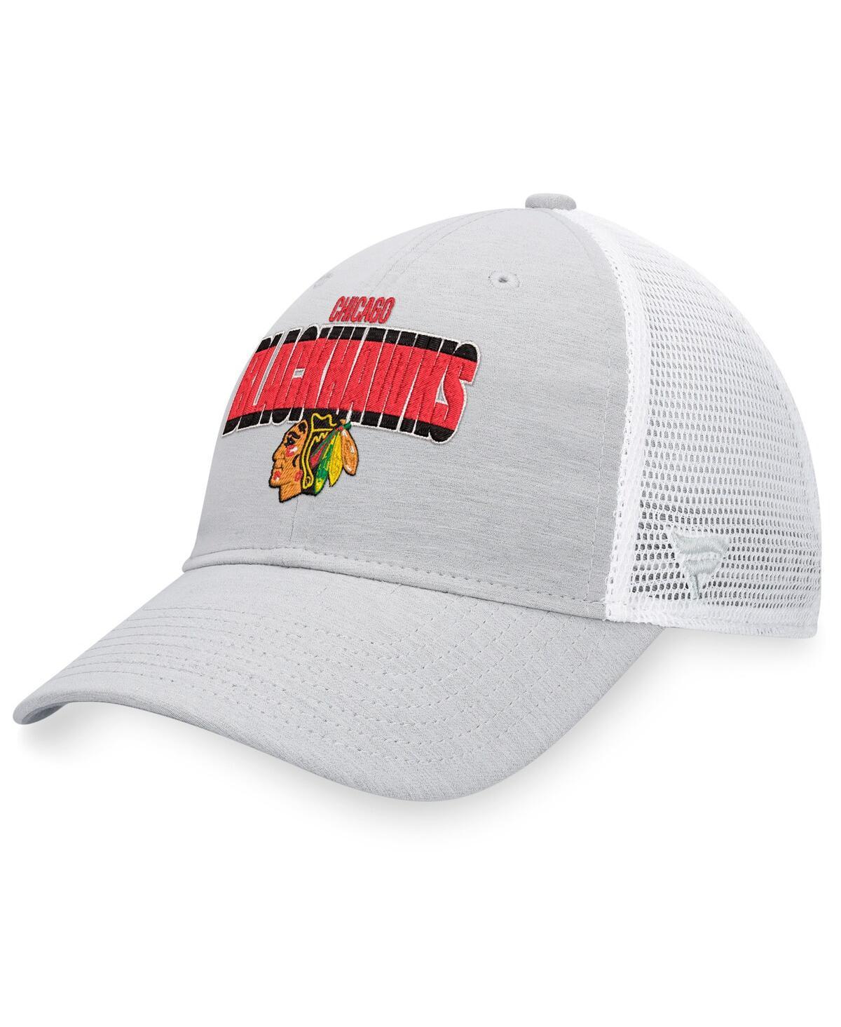 Mens Fanatics Branded Heather Gray/White Chicago Blackhawks Team Trucker Snapback Hat Product Image