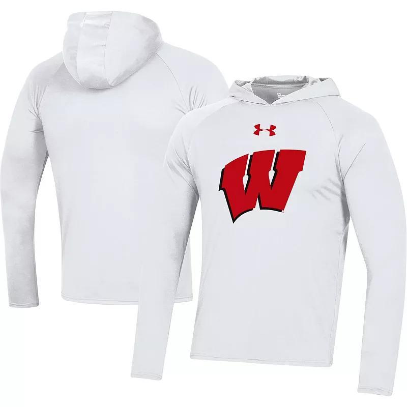 Mens Under Armour Wisconsin Badgers School Logo Raglan Long Sleeve Hoodie Performance T-Shirt Product Image