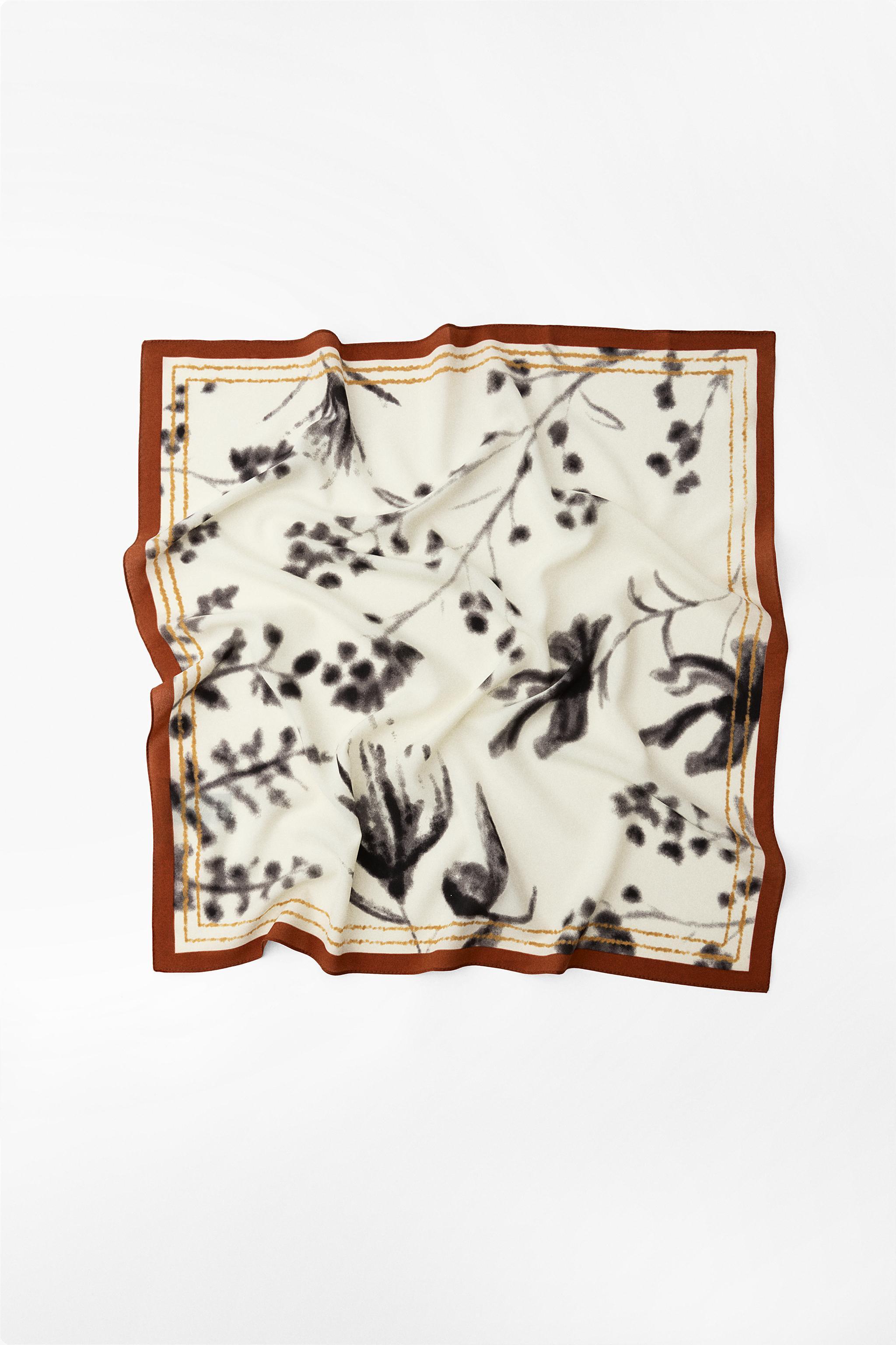 SATIN EFFECT PRINTED SCARF Product Image