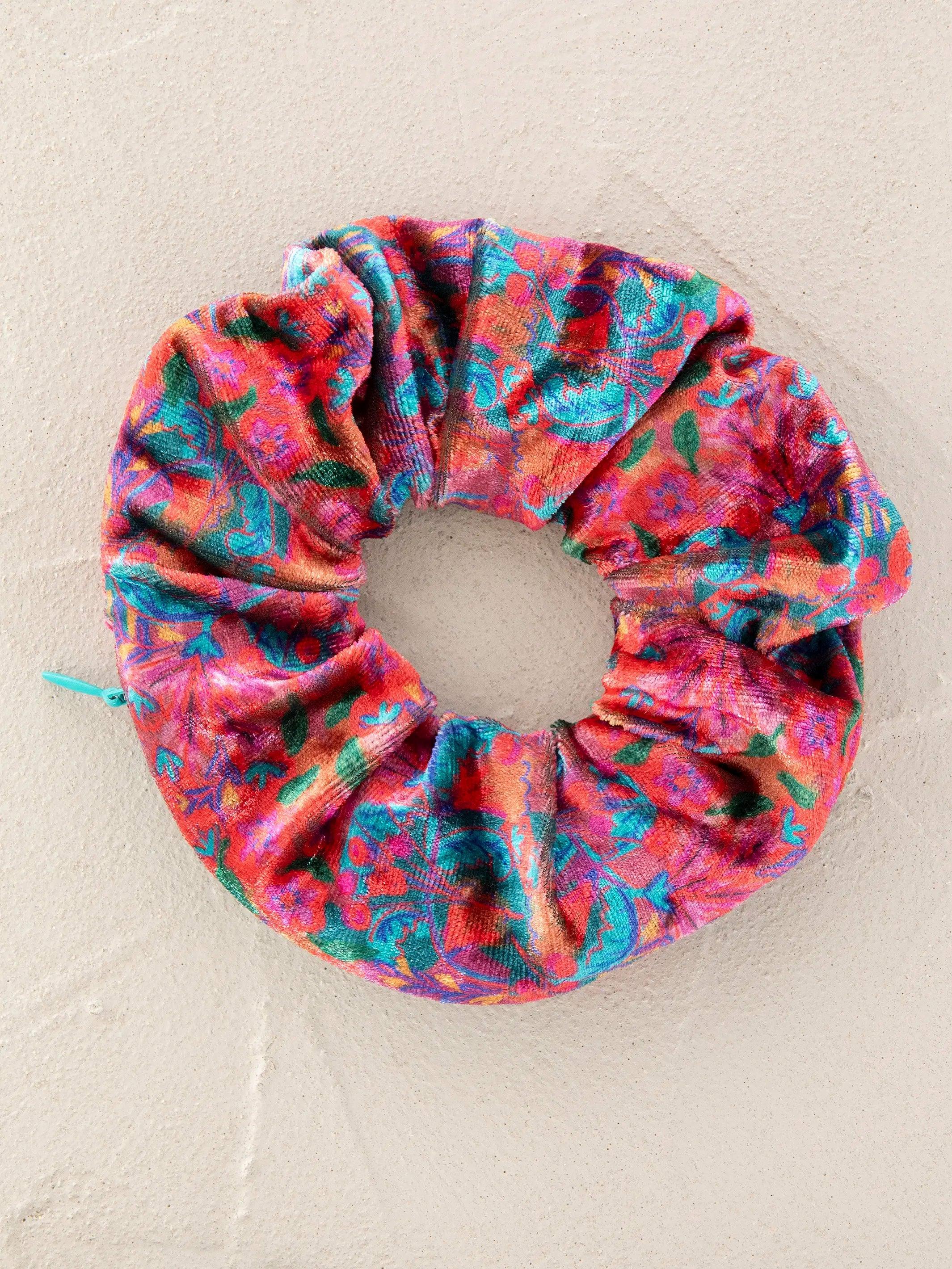 Hideaway Scrunchie - Pink Red Folk Floral Product Image