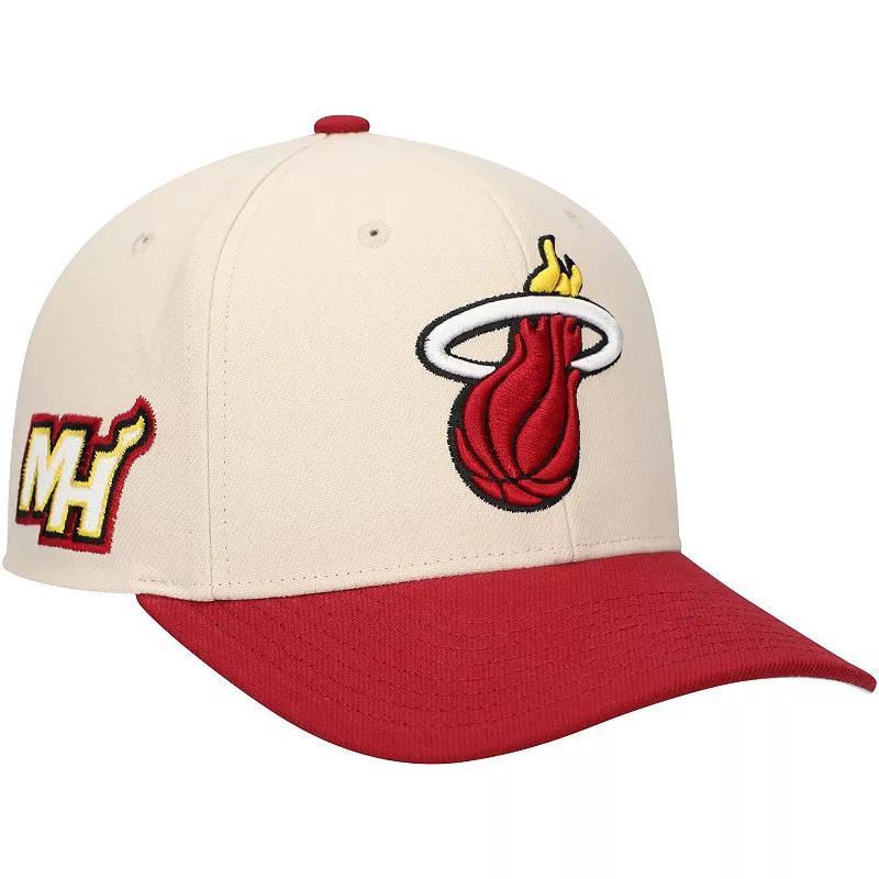 Mens Mitchell & Ness Cream Miami Heat Game On Two-Tone Pro Crown Adjustable Hat Product Image