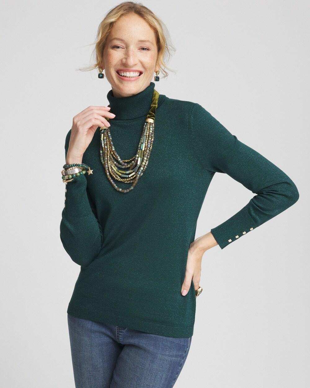 Green Shimmer Turtleneck Sweater Product Image