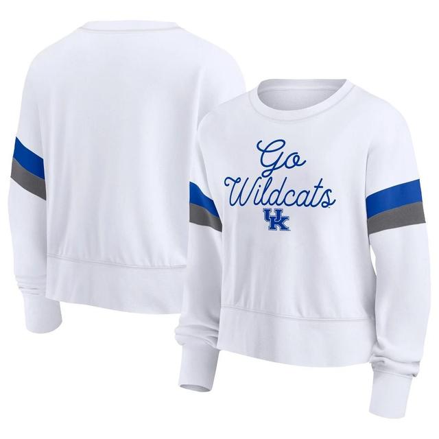 NCAA Kentucky Wildcats Womens White Terry Crew Neck Sweatshirt Product Image