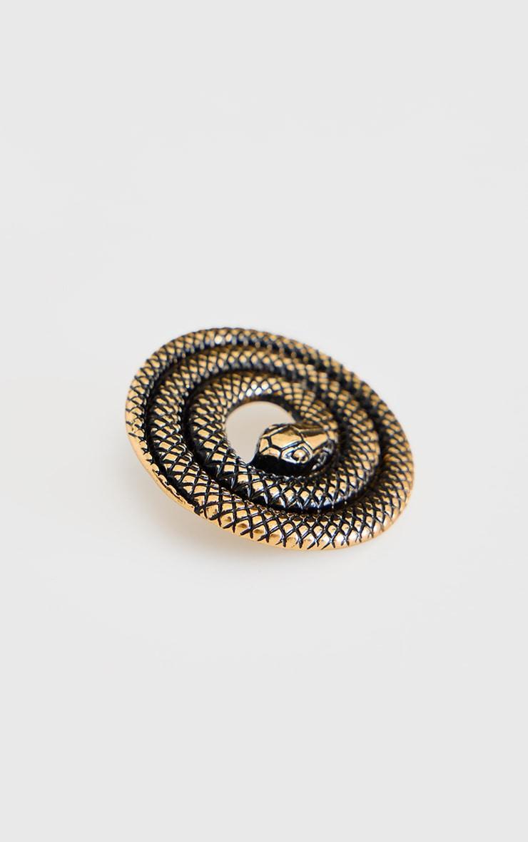 Gold Burnished Spiral Snake Statement Earrings Product Image