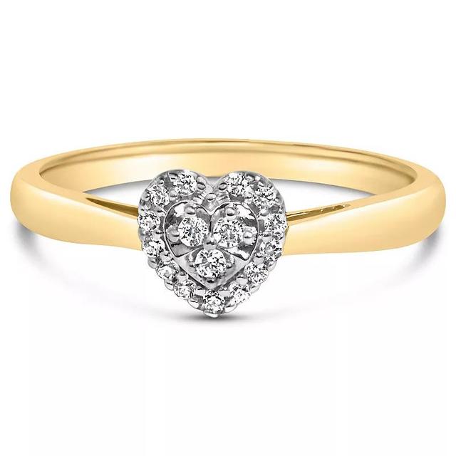 Haus of Brilliance 14k Gold Over Silver 1/10 Carat T.W. Diamond Heart Engagement Ring, Womens Gold Tone Product Image