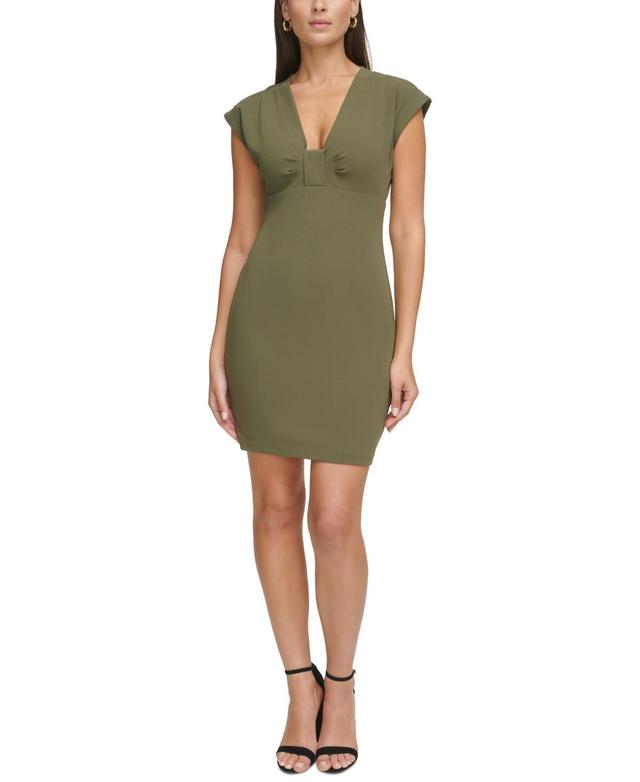 Guess Stretch V-Neck Cap Sleeve Sheath Dress Product Image