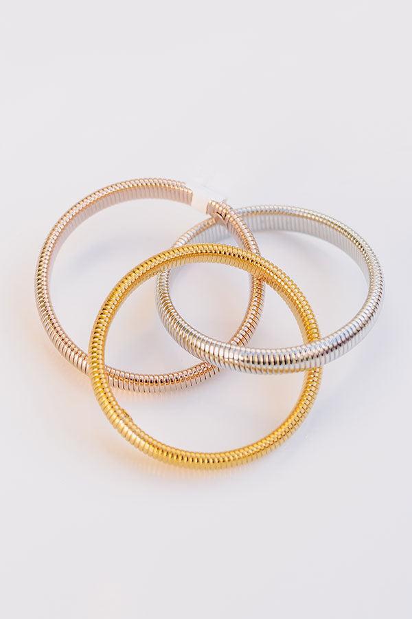 Mixed Rose Gold Twisted Cobra Bangle Bracelets Product Image