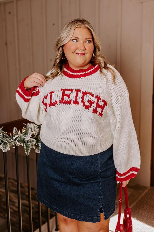 Holiday Vibes Knit Sweater in Sleigh Ivory Curves Product Image