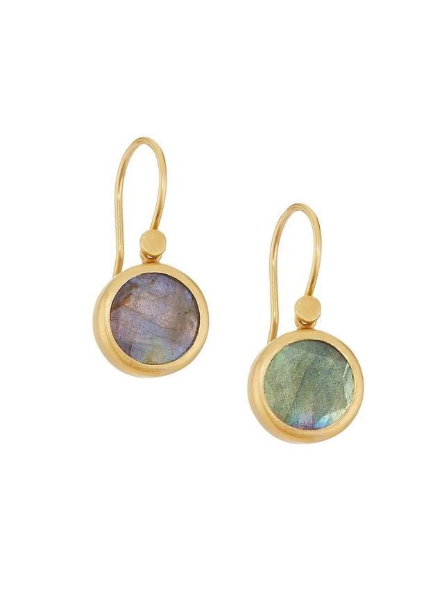 Womens 22K Yellow Gold & Labradorite Drop Earrings Product Image