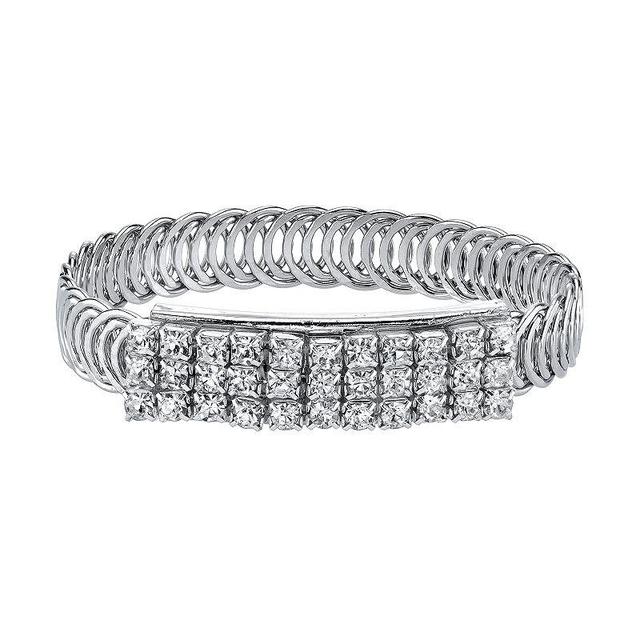 1928 Crystal Overlapping Circle Bangle Bracelet, Womens Silver Tone Product Image