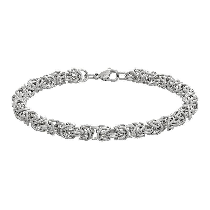 LYNX Mens Stainless Steel Byzantine Bracelet Silver Product Image