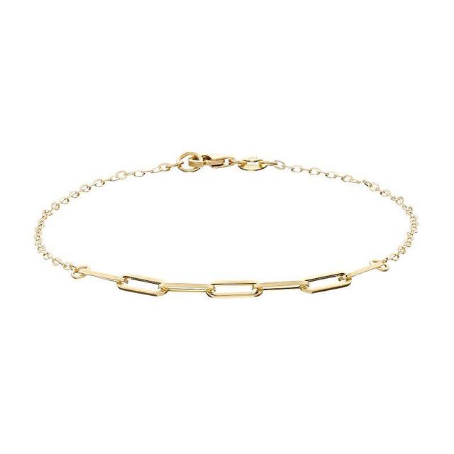 Au Naturale 14k Gold 3.2mm Paper Clip Chain Bracelet, Womens Yellow Product Image