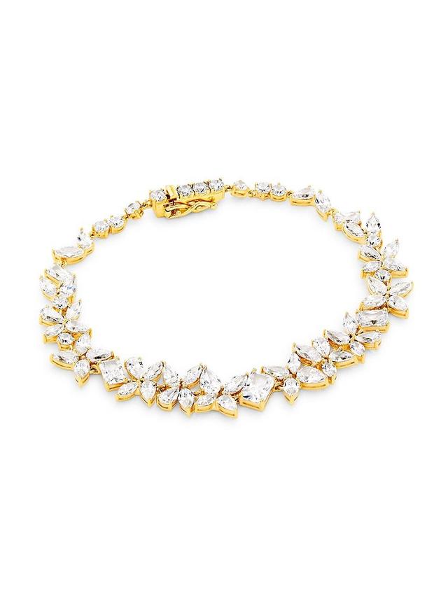 Womens Versailles 18K-Gold-Plated & Cubic Zirconia Floral Bracelet Product Image