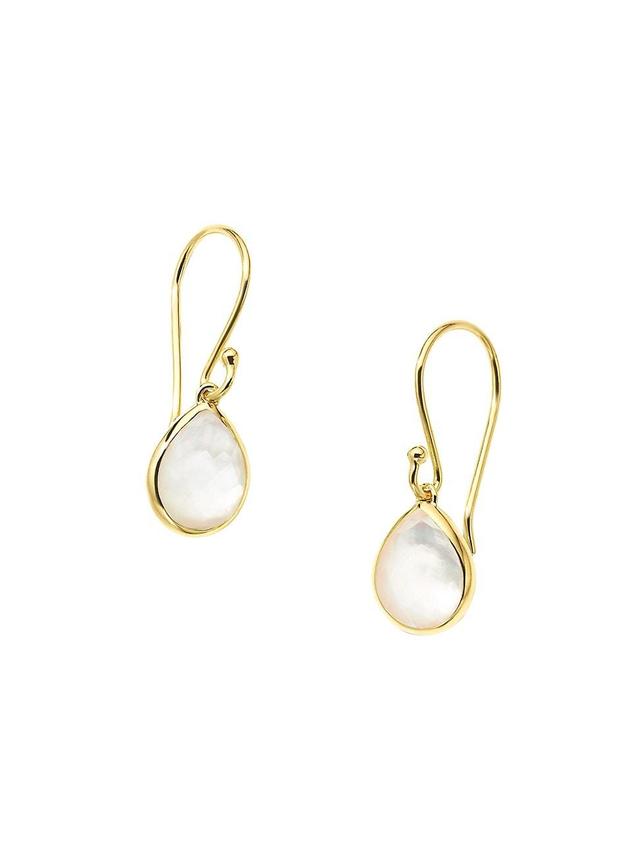 Womens Rock Candy 18K Green Gold, Rock Crystal, & Mother-Of-Pearl Teeny Teardrop Earrings Product Image