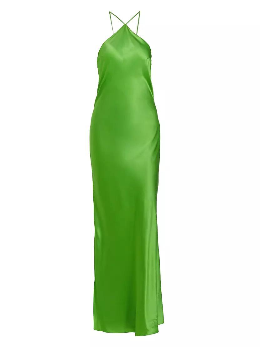 Satin Halter Maxi Dress Product Image