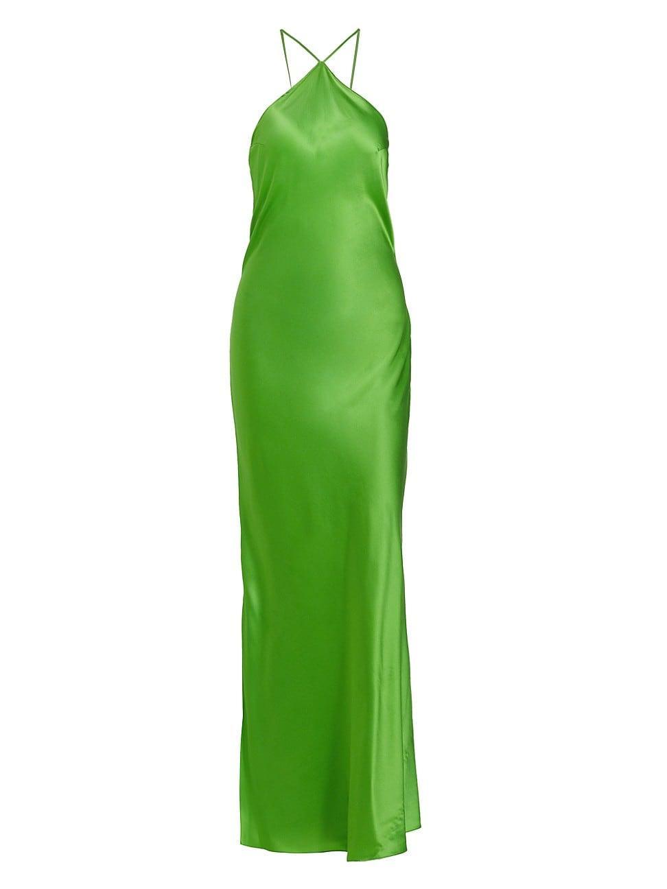 Womens Satin Halter Maxi Dress Product Image