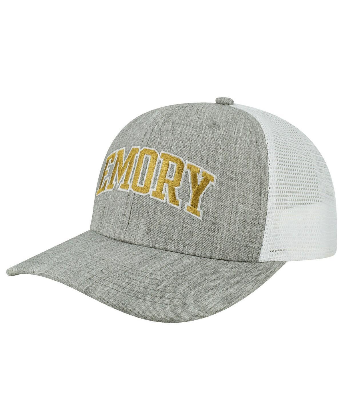 Mens Heather Gray/White Emory Eagles Arch Trucker Snapback Hat Product Image