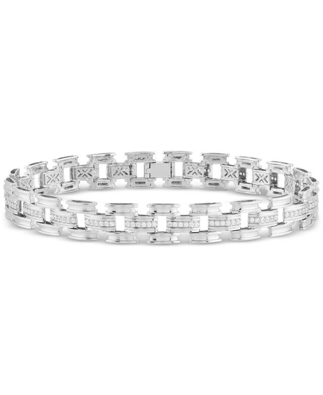 Mens Diamond Open Link Bracelet (1 ct. t.w.) in Sterling Silver Product Image