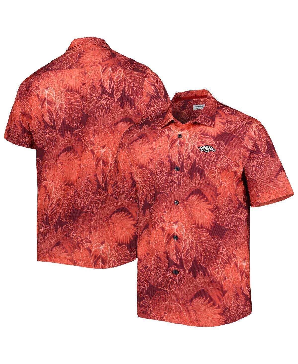 Mens Tommy Bahama Cardinal Arkansas Razorbacks Coast Luminescent Fronds IslandZone Button-Up Camp Shirt Product Image