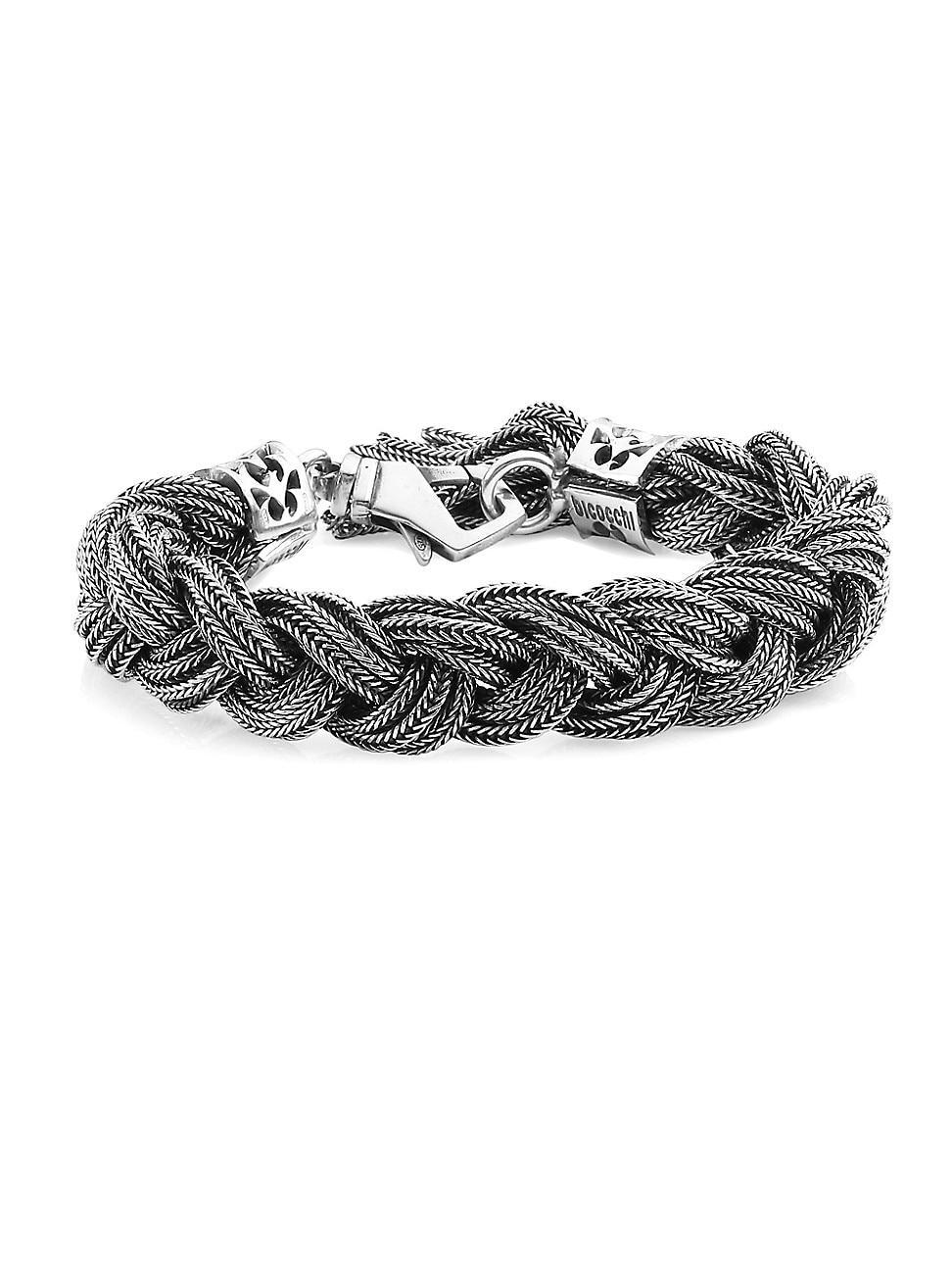 Mens Wide Sterling Silver Braided Bracelet Product Image