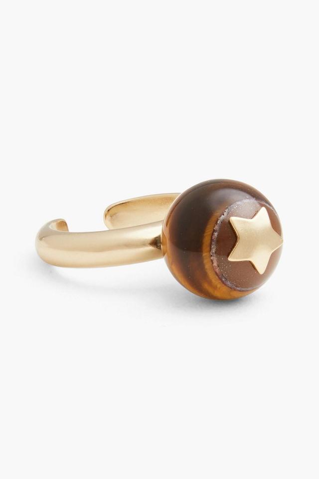 Goldfarbener Ring Mit Achat In Brown Product Image