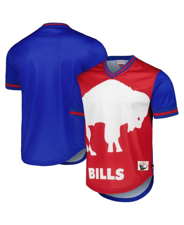 Mens Mitchell & Ness Royal Buffalo Bills Jumbotron 3.0 Mesh V-Neck T-Shirt Product Image