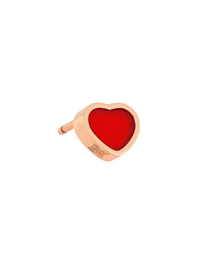 Womens My Happy Hearts 18K Rose Gold & Carnelian Heart Single Stud Earring Product Image