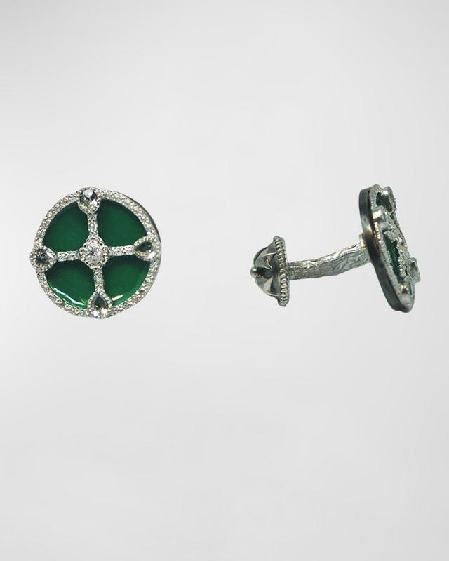 Mens Diamond and White Sapphire Enamel Cufflinks Product Image