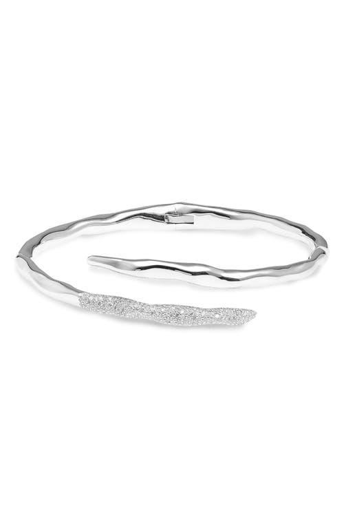 Womens Stardust Sterling Silver & Diamond Hinged Bypass Bangle Product Image