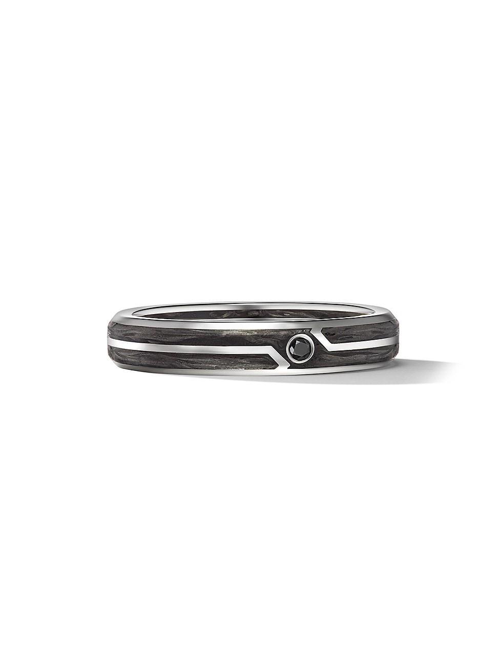 Mens Forged Carbon Band Ring in 18K White Gold, 4MM Product Image