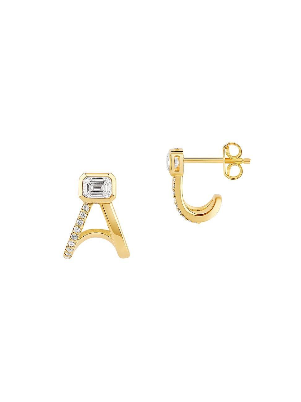 Womens Multishape 14K Yellow Gold & 0.50 TCW Diamond Huggie Earrings Product Image