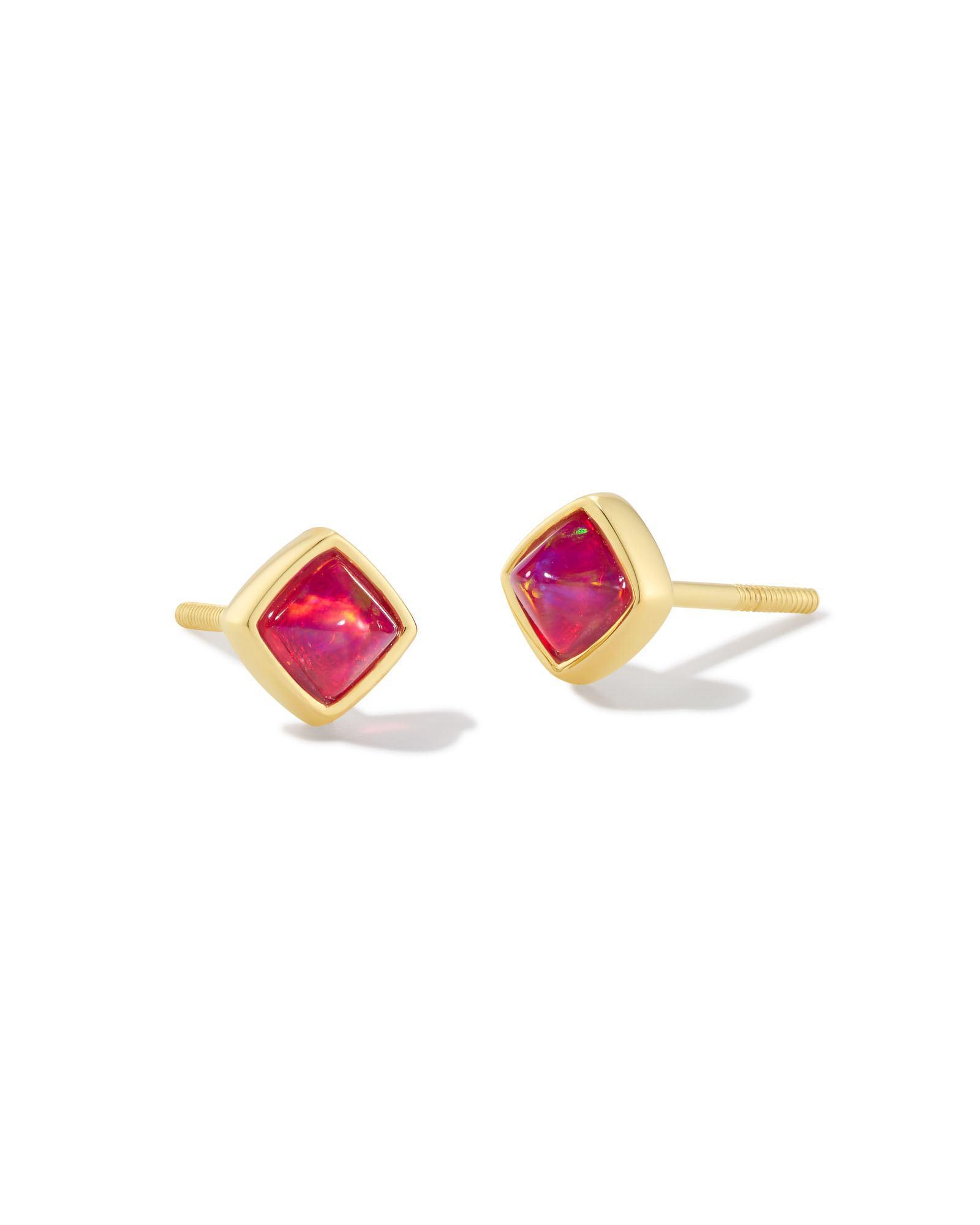 Greer 18k Gold Vermeil Stud Earrings in Pink Kyocera Opal Product Image