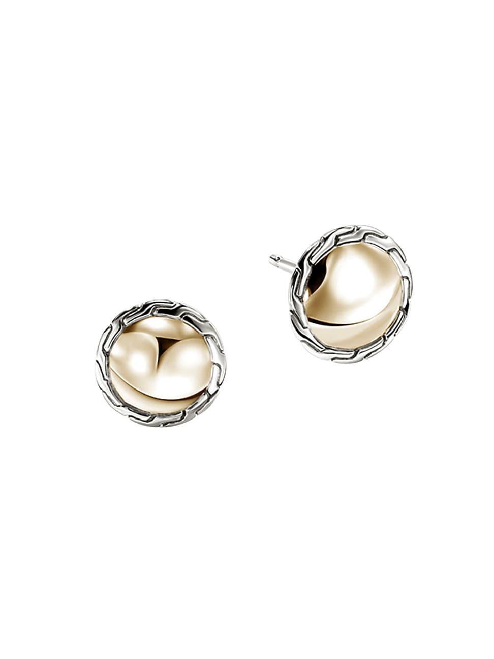 Womens JH Essentials 14K Yellow Gold & Sterling Silver Stud Earrings Product Image