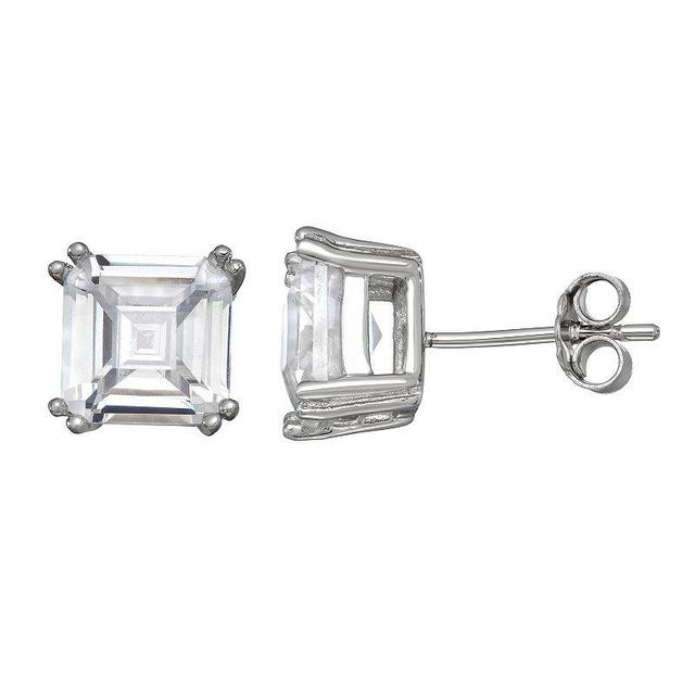 Contessa Di Capri Cubic Zirconia Asscher Cut Stud, Womens, White Product Image