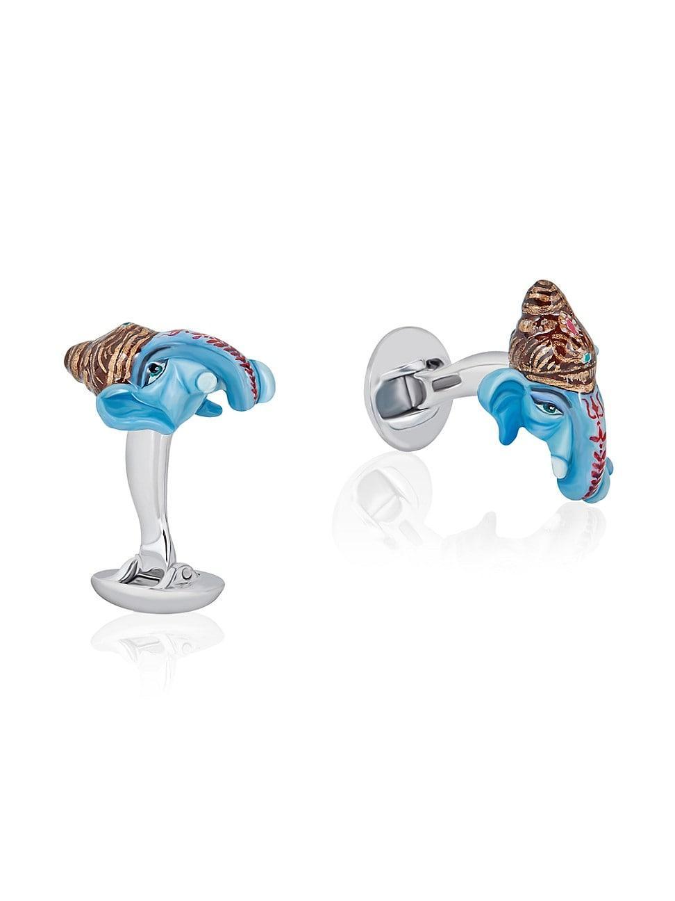 Mens Ganesha Sterling Silver Cufflinks - Silver - Silver Product Image