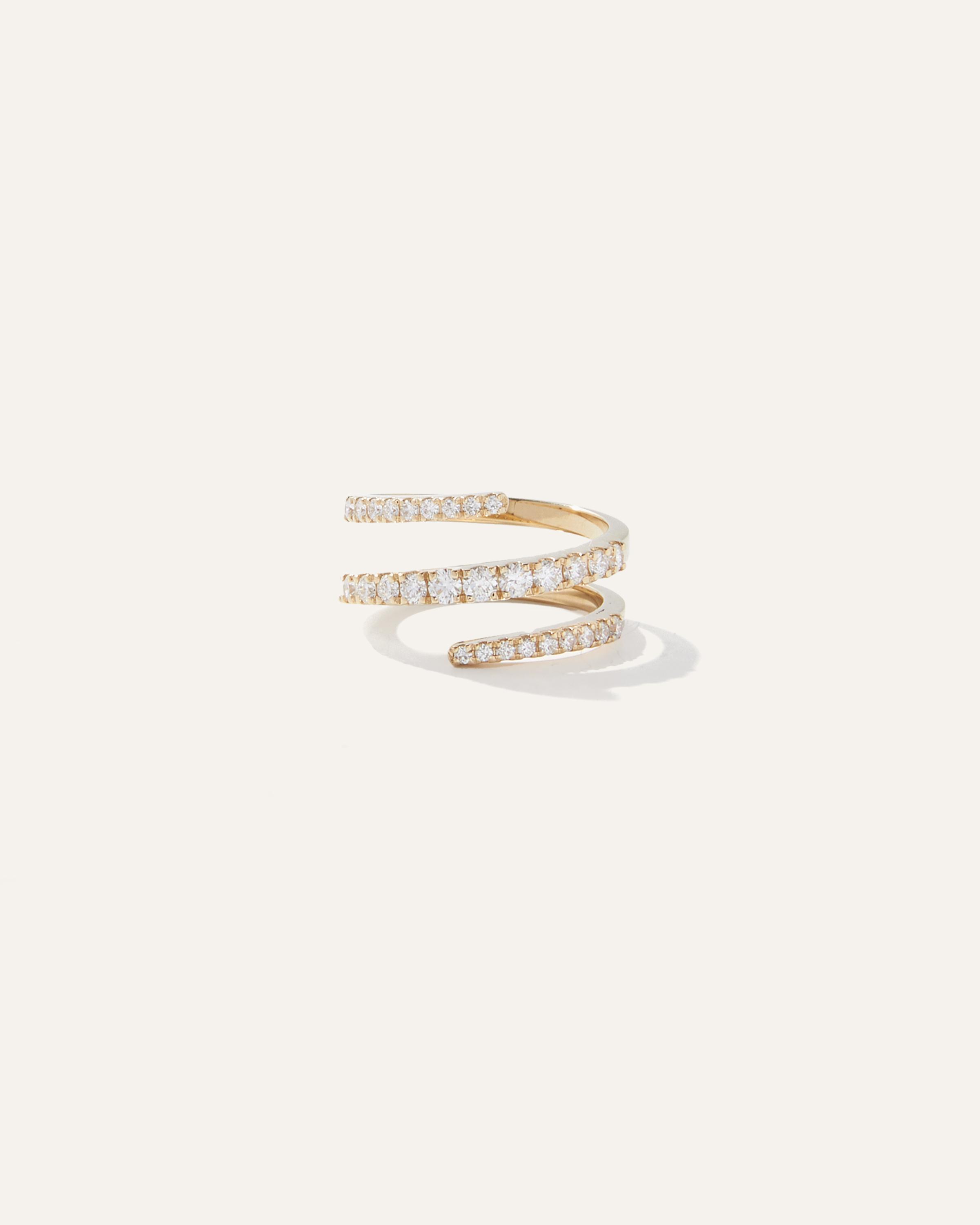 14K Gold Diamond Spiral Ring Product Image